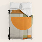 Mid Century Modern Geometric Art Abstract Shapes Orange and Green Retro Design Bauhaus Style  Duvet Cover Gallery Image 6