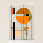 Mid Century Modern Geometric Art Abstract Shapes Orange and Green Retro Design Bauhaus Style  Stationery Card Gallery Image 2
