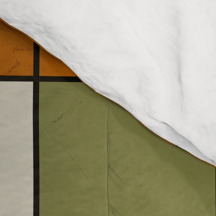 Mid Century Modern Geometric Art Abstract Shapes Orange and Green Retro Design Bauhaus Style  Comforter Gallery Image 4