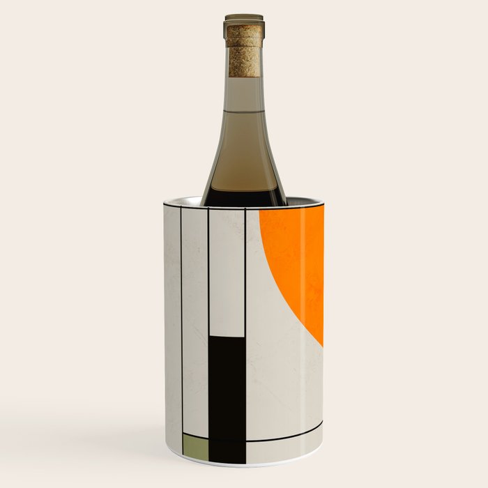 Mid Century Modern Geometric Art Abstract Shapes Orange and Green Retro Design Bauhaus Style  Wine Chiller Gallery Image 2