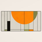 Mid Century Modern Geometric Art Abstract Shapes Orange and Green Retro Design Bauhaus Style  Desk Mat Gallery Image 3