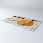 Mid Century Modern Geometric Art Abstract Shapes Orange and Green Retro Design Bauhaus Style  Rug Gallery Image 3