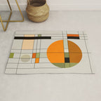 Mid Century Modern Geometric Art Abstract Shapes Orange and Green Retro Design Bauhaus Style  Rug Gallery Image 1