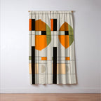 Mid Century Modern Geometric Art Abstract Shapes Orange and Green Retro Design Bauhaus Style  Window Curtain Gallery Image 3