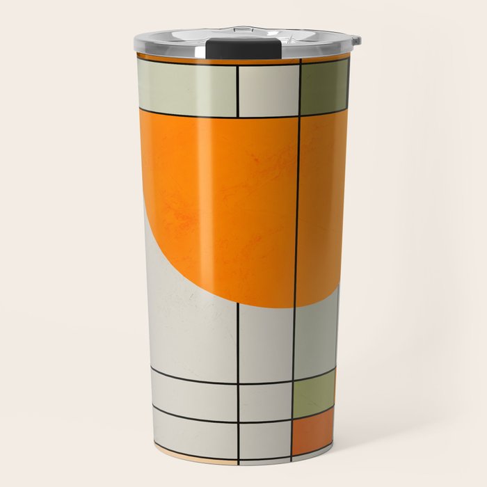 Mid Century Modern Geometric Art Abstract Shapes Orange and Green Retro Design Bauhaus Style  Travel Mug Gallery Image 1
