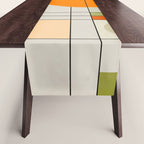 Mid Century Modern Geometric Art Abstract Shapes Orange and Green Retro Design Bauhaus Style  Table Runner Gallery Image 1