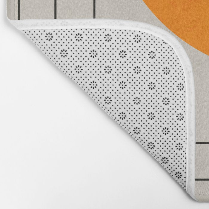 Mid Century Modern Geometric Art Abstract Shapes Orange and Green Retro Design Bauhaus Style  Bath Mat Gallery Image 2