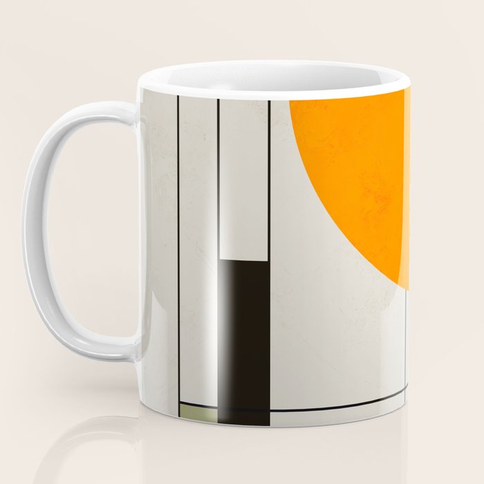 Mid Century Modern Geometric Art Abstract Shapes Orange and Green Retro Design Bauhaus Style  Coffee Mug Gallery Image 3