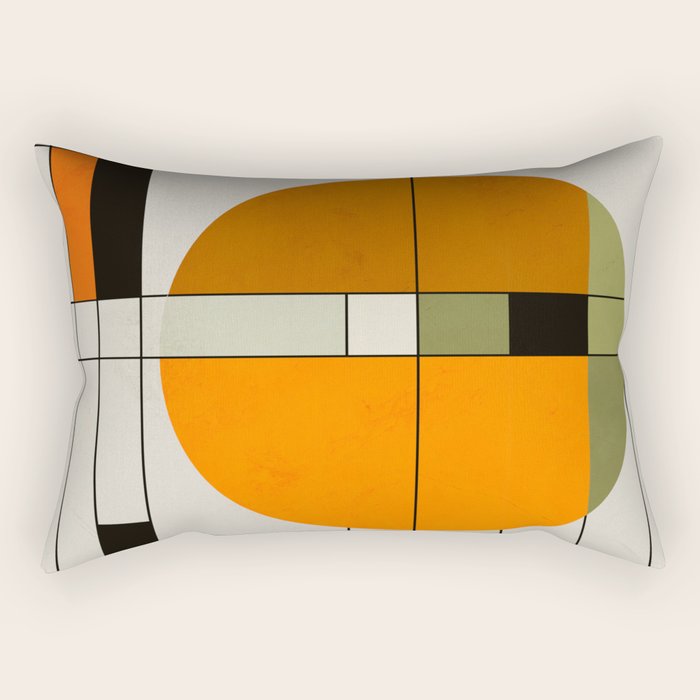 Mid Century Modern Geometric Art Abstract Shapes Orange and Green Retro Design Bauhaus Style  Rectangular Pillow Gallery Image 2