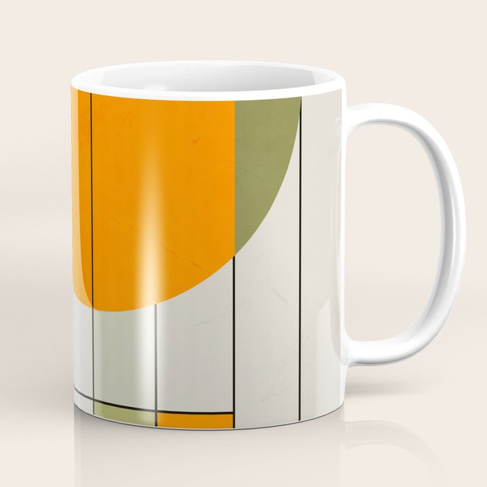 Mid Century Modern Geometric Art Abstract Shapes Orange and Green Retro Design Bauhaus Style  Coffee Mug Gallery Image 1