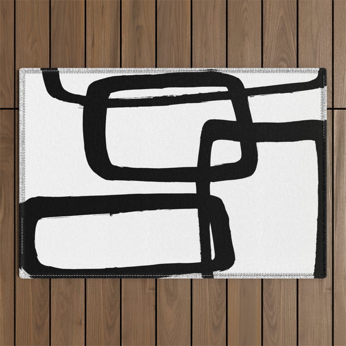 Mod Ink White Background Outdoor Rug Gallery Image 1