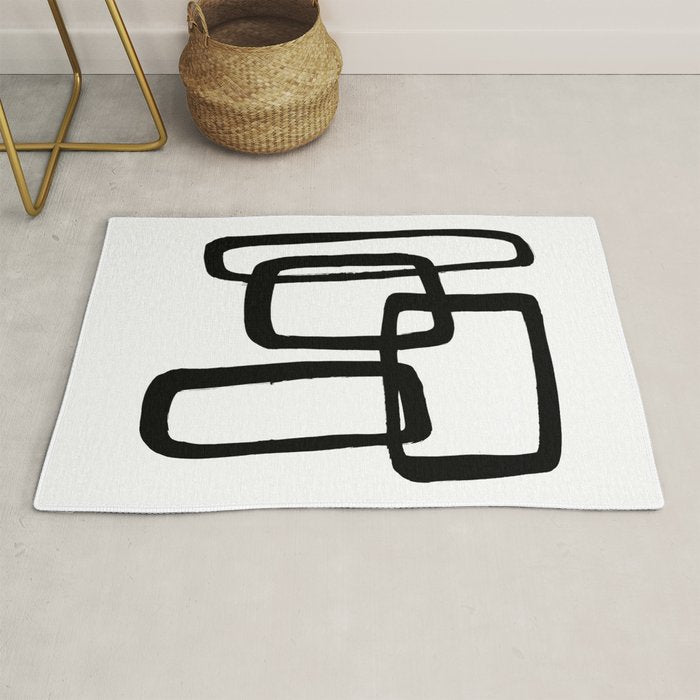 Mod Ink White Background Rug Gallery Image 1