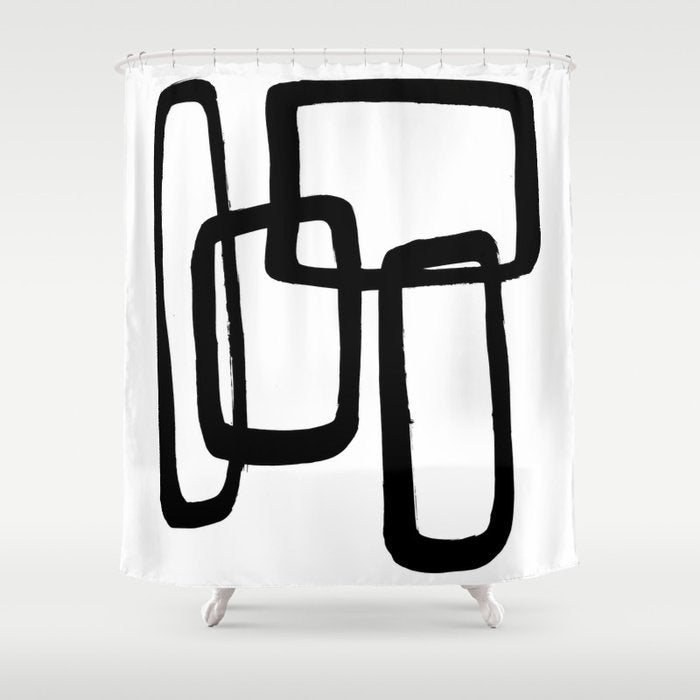 Mod Ink White Background Shower Curtain Gallery Image 1
