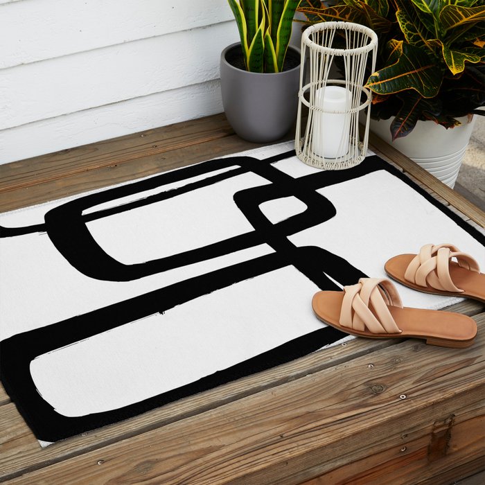 Mod Ink White Background Outdoor Rug Gallery Image 2