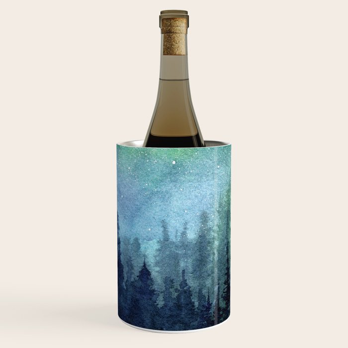 Watercolor Galaxy Nebula Northern Lights Painting Wine Chiller Gallery Image 1