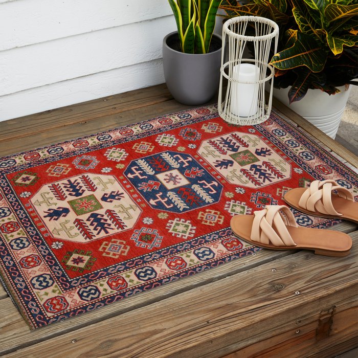 Arrow Spiral Kazak Handmade Rug Outdoor Rug Gallery Image 2