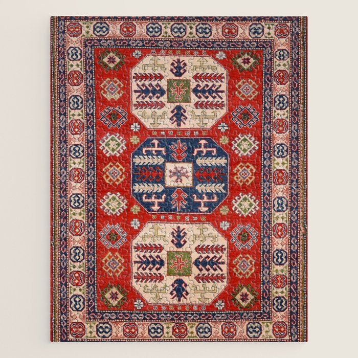 Arrow Spiral Kazak Handmade Rug Jigsaw Puzzle Gallery Image 1
