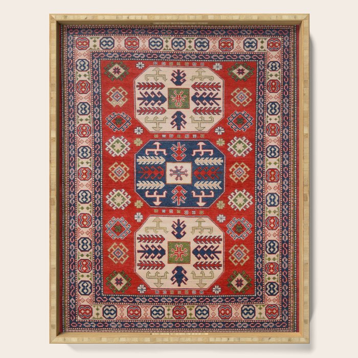 Arrow Spiral Kazak Handmade Rug Serving Tray Gallery Image 1