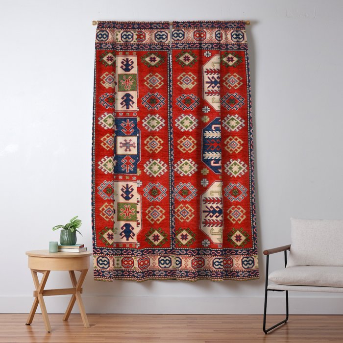 Arrow Spiral Kazak Handmade Rug Window Curtain Gallery Image 1
