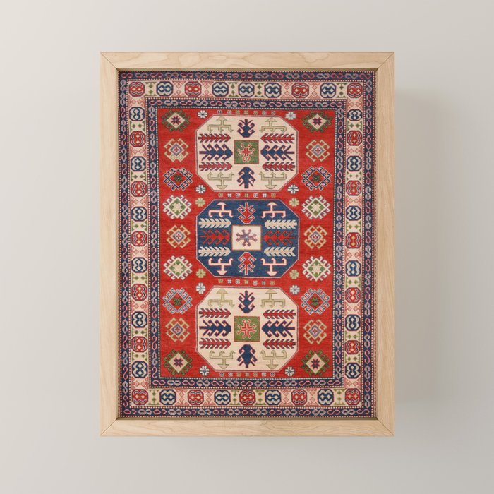 Arrow Spiral Kazak Handmade Rug Mini Art Print Gallery Image 1