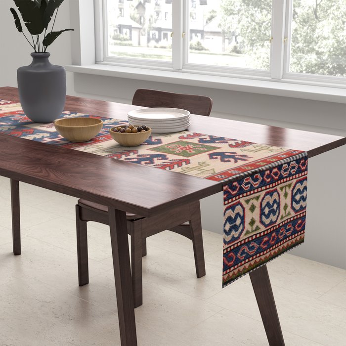 Arrow Spiral Kazak Handmade Rug Table Runner Gallery Image 2