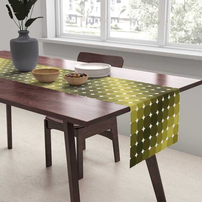 Retro Rounded Rectangle Gradient - Green Table Runner Gallery Image 2
