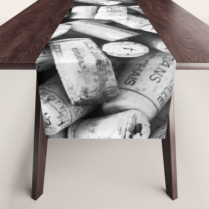 Something Nostalgic II Twist-off Wine Corks in Black And White #decor #society6 #buyart Table Runner Gallery Image 1