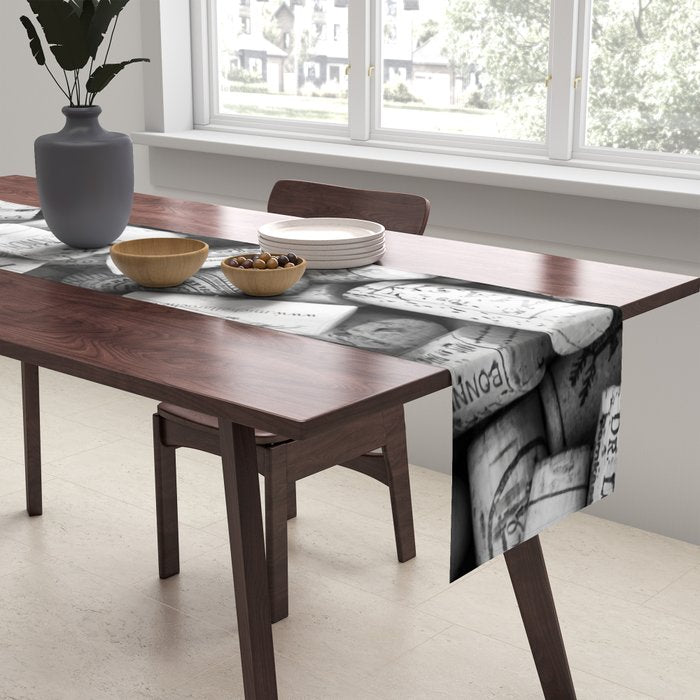 Something Nostalgic II Twist-off Wine Corks in Black And White #decor #society6 #buyart Table Runner Gallery Image 2