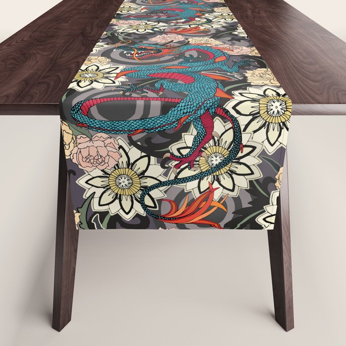 dragon tattoo dark Table Runner Gallery Image 1