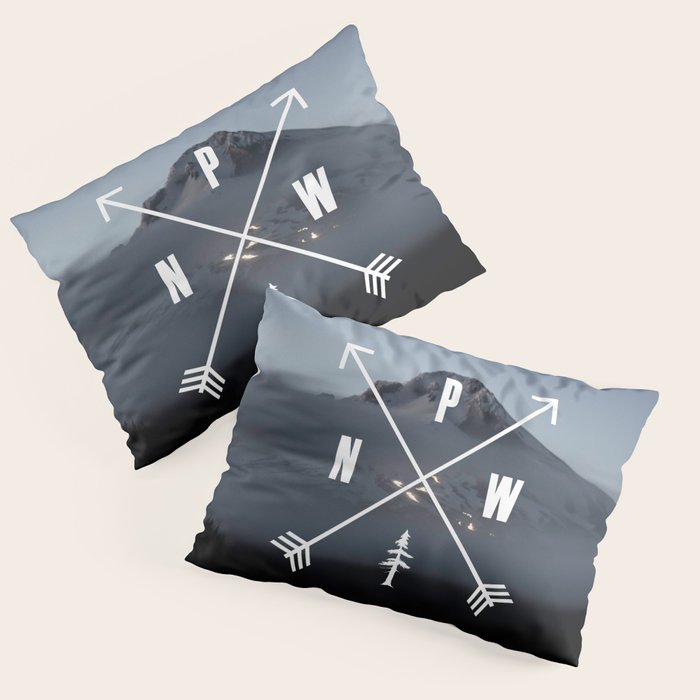 PNW Pacific Northwest Compass - Mt Hood Adventure Pillow Sham Gallery Image 1