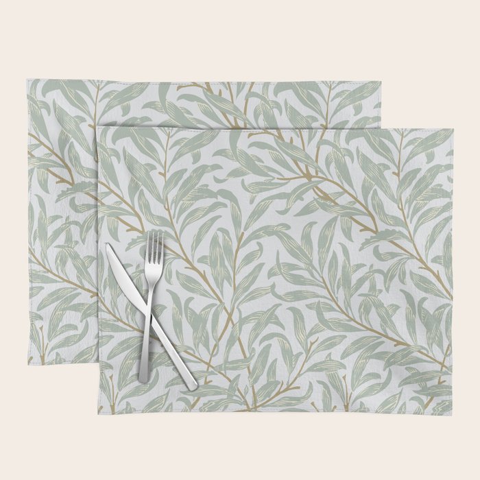 William Morris Willow Bough Pastel Blue Green Placemat Gallery Image 1