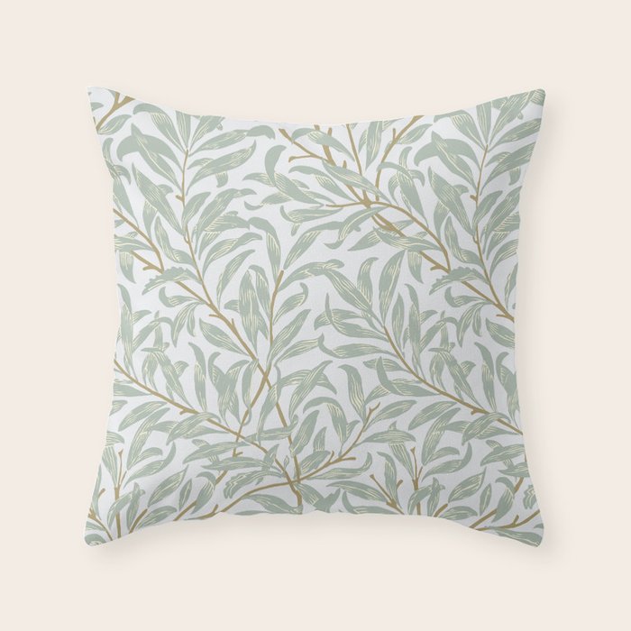 William Morris Willow Bough Pastel Blue Green Throw Pillow Gallery Image 6