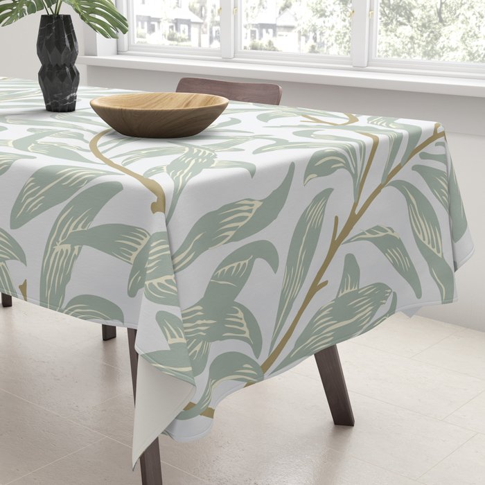 William Morris Willow Bough Pastel Blue Green Tablecloth Gallery Image 3