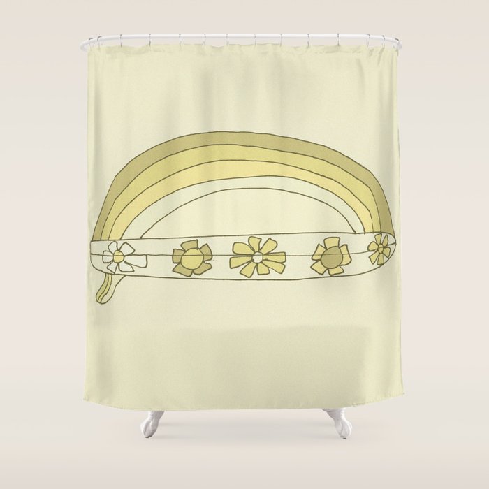 single fin radiate good vibes // retro surf art by surfy birdy Shower Curtain Gallery Image 1