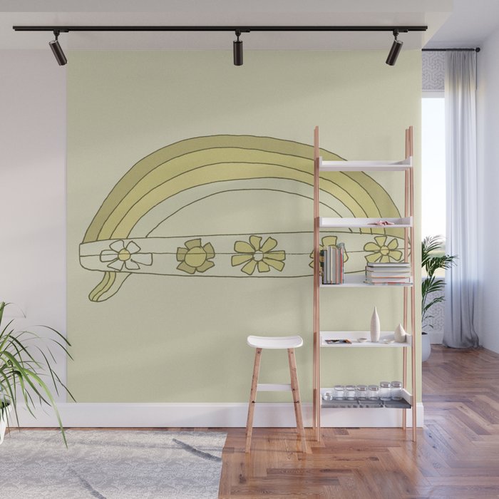 single fin radiate good vibes // retro surf art by surfy birdy Wall Mural Gallery Image 1