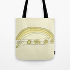 single fin radiate good vibes // retro surf art by surfy birdy Tote Bag Gallery Image 1