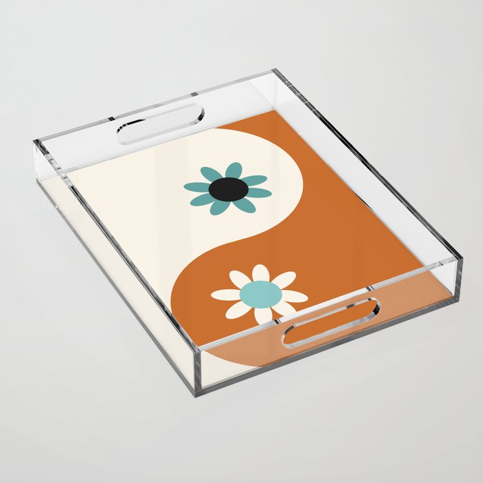 Yin Yang floral - beach Acrylic Tray Gallery Image 1