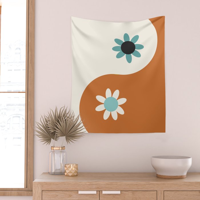Yin Yang floral - beach Wall Tapestry Gallery Image 2