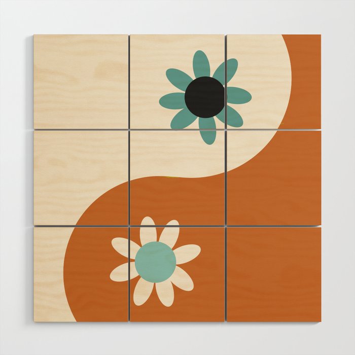 Yin Yang floral - beach Wood Wall Art Gallery Image 1