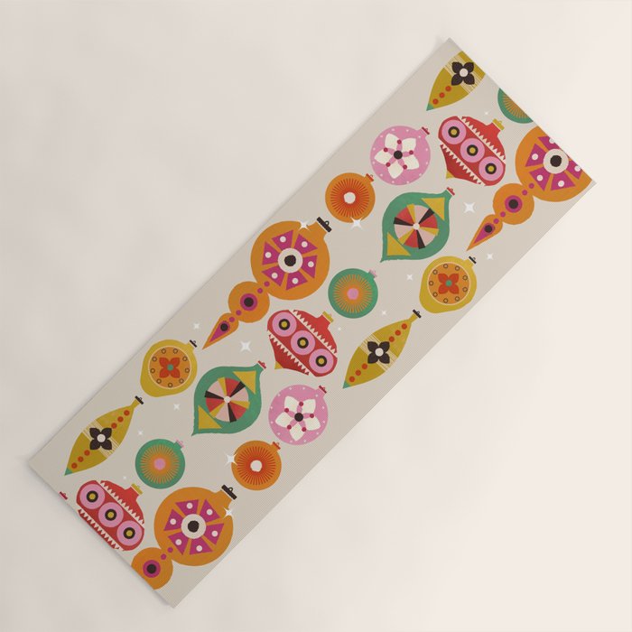 Christmas Tree Retro Ornaments Yoga Mat Gallery Image 1