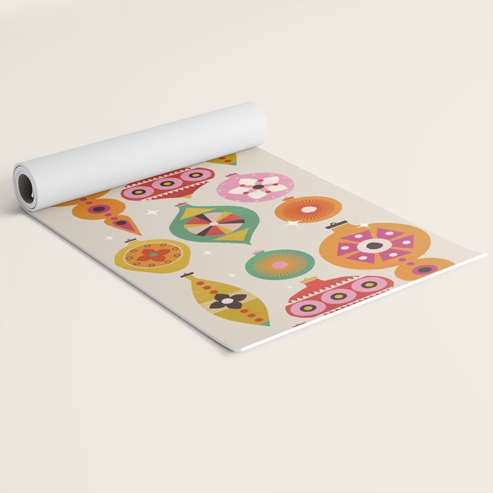 Christmas Tree Retro Ornaments Yoga Mat Gallery Image 2
