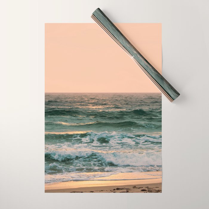 Pink Skies Ocean Vibes Wrapping Paper Gallery Image 1
