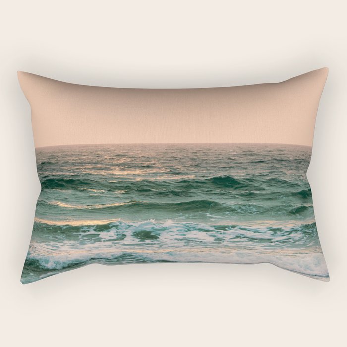 Pink Skies Ocean Vibes Rectangular Pillow Gallery Image 2