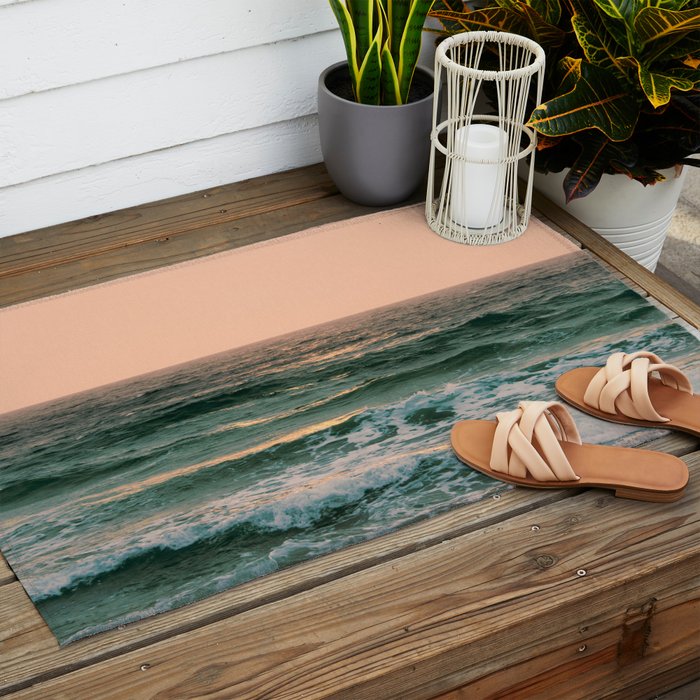 Pink Skies Ocean Vibes Outdoor Rug Gallery Image 2