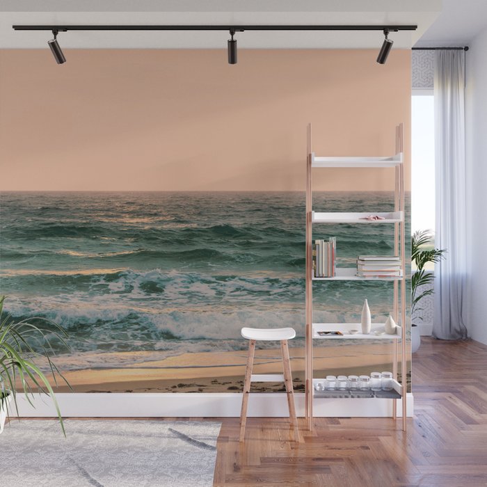 Pink Skies Ocean Vibes Wall Mural Gallery Image 1