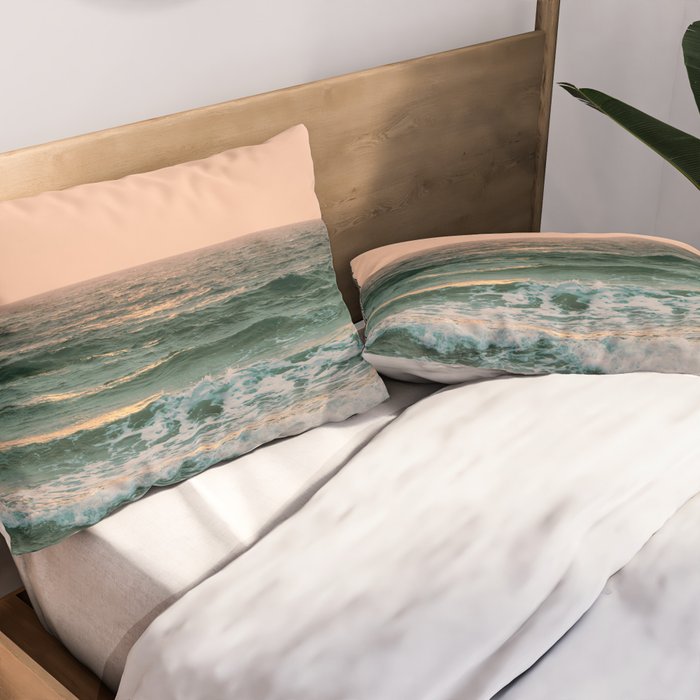 Pink Skies Ocean Vibes Pillow Sham Gallery Image 2