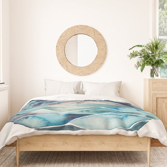 Stromboli Volcano at Midnight - Blue Palette Duvet Cover Gallery Image 3