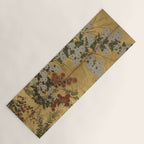 Red White Chrysanthemums Vintage Floral Japanese Gold Leaf Screen Yoga Mat Gallery Image 1