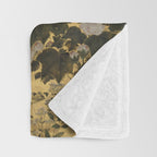 Red White Chrysanthemums Vintage Floral Japanese Gold Leaf Screen Throw Blanket Gallery Image 3
