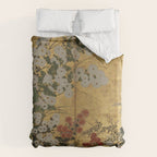Red White Chrysanthemums Vintage Floral Japanese Gold Leaf Screen Duvet Cover Gallery Image 6